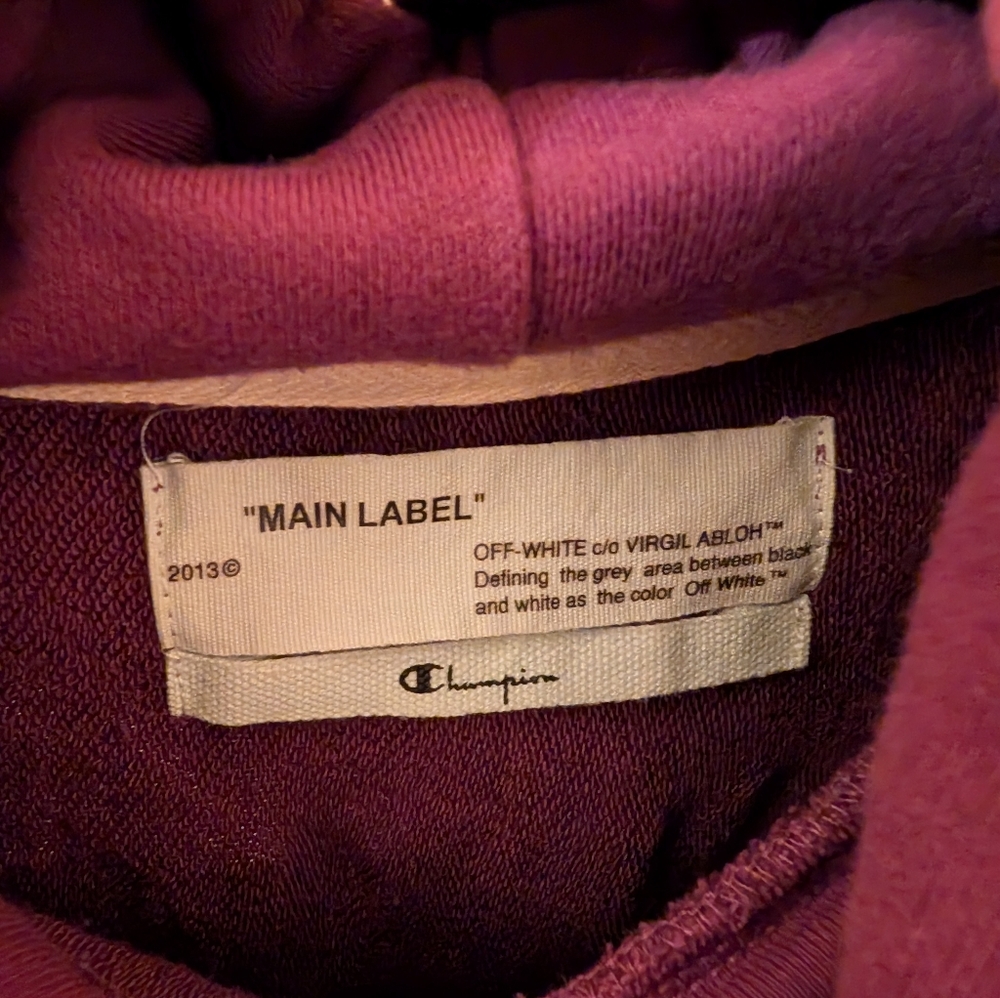 OFF-WHITE X Champion Pullover Hoodie In 2910 Violet Size Large Unisex - Picture 4 of 10